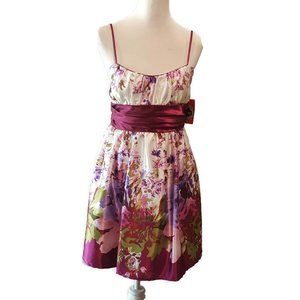 Purple Floral Sleeveless Short Dress